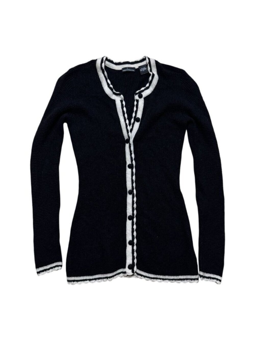 Moda International Silk Cashmere Blend Black Cardigan Sweater Women’s S